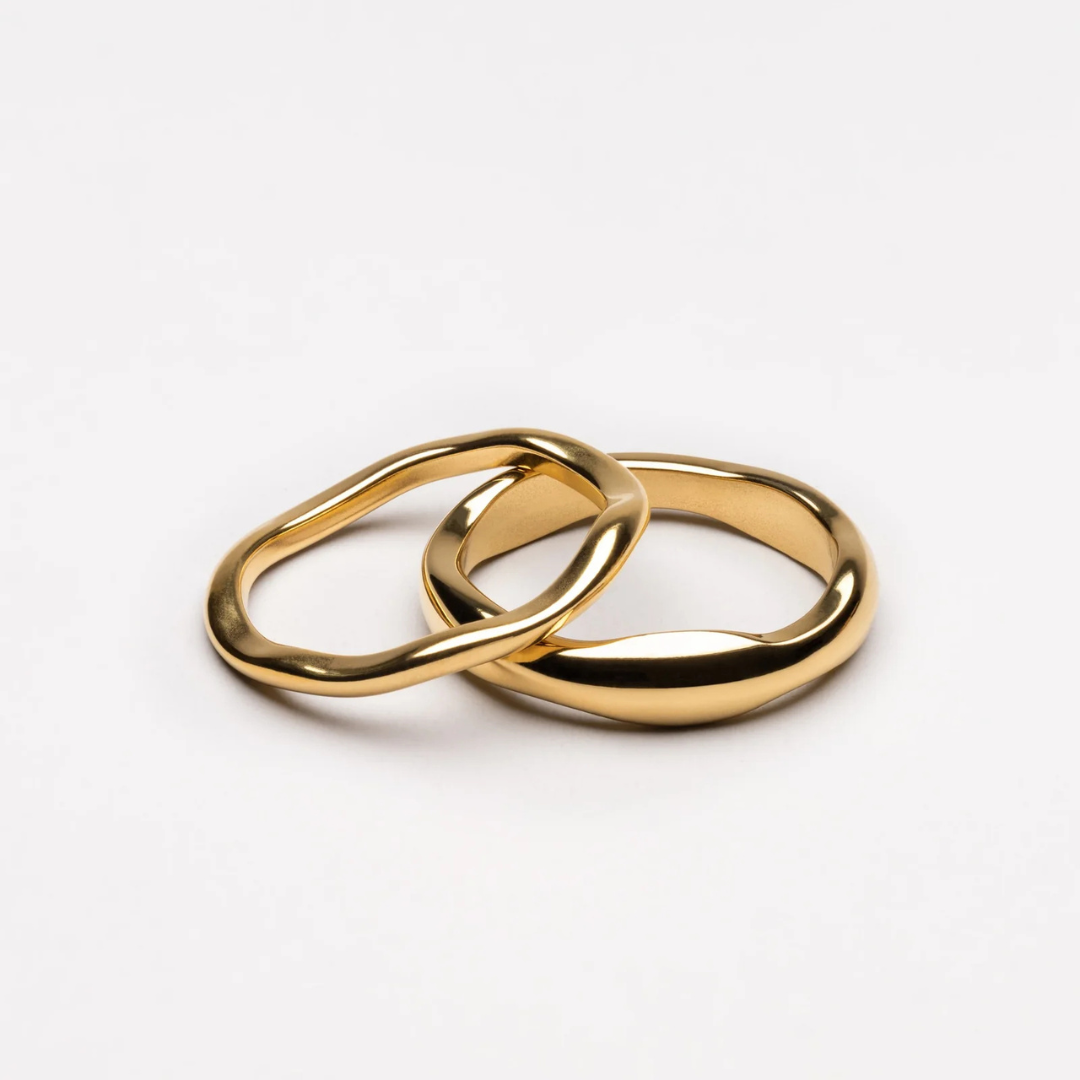 Gemini Waterproof Ring Duo in 18k Gold