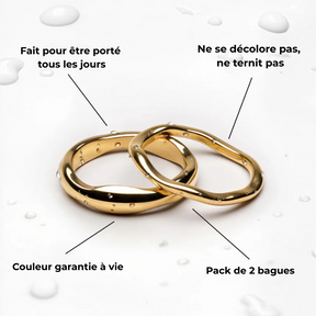 Gemini Waterproof Ring Duo in 18k Gold