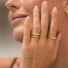 Gemini Waterproof Ring Duo in 18k Gold