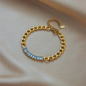 Gold Bracelet with Zirconium Crystals