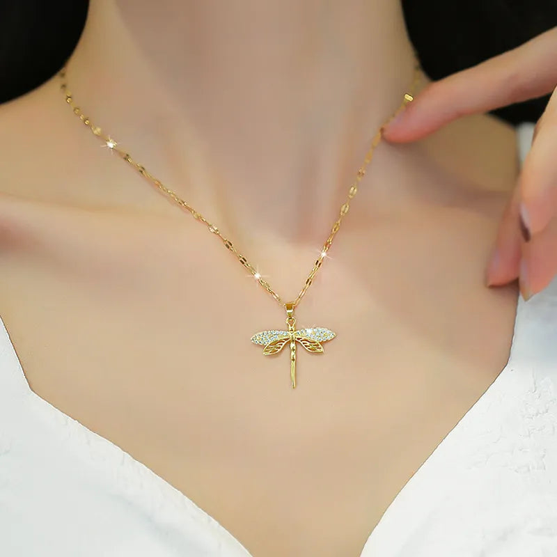18K Gold Dragonfly Necklace