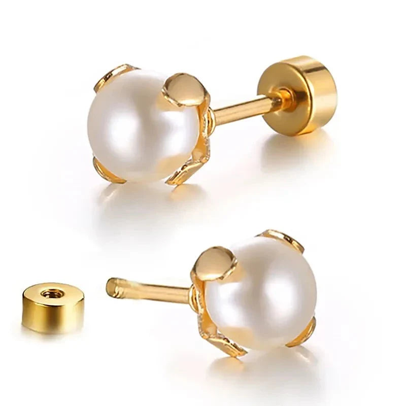18K Gold Pearl Earrings