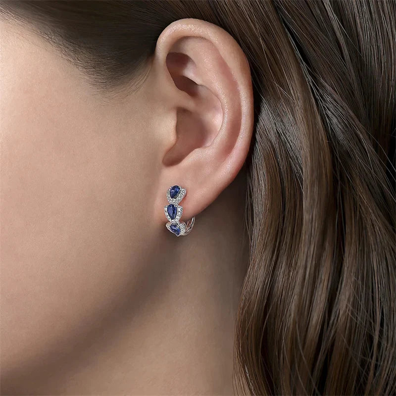 Elegant Hoop Earrings with Zirconium Stones