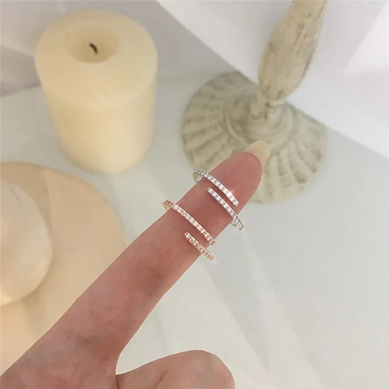 Delicate Adjustable Ring with Zirconia