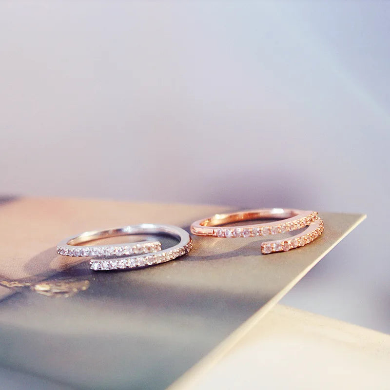 Delicate Adjustable Ring with Zirconia